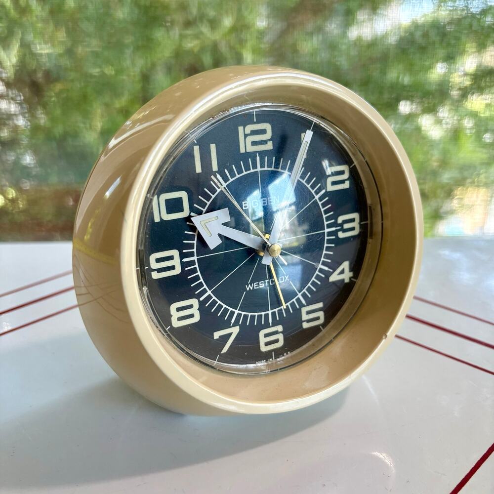 Vintage Westclox Big Ben Alarm Clock Cream Black Wind Up MCM